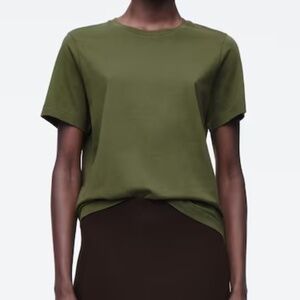COS Crew Neck Cotton T-Shirt in Dark Khaki